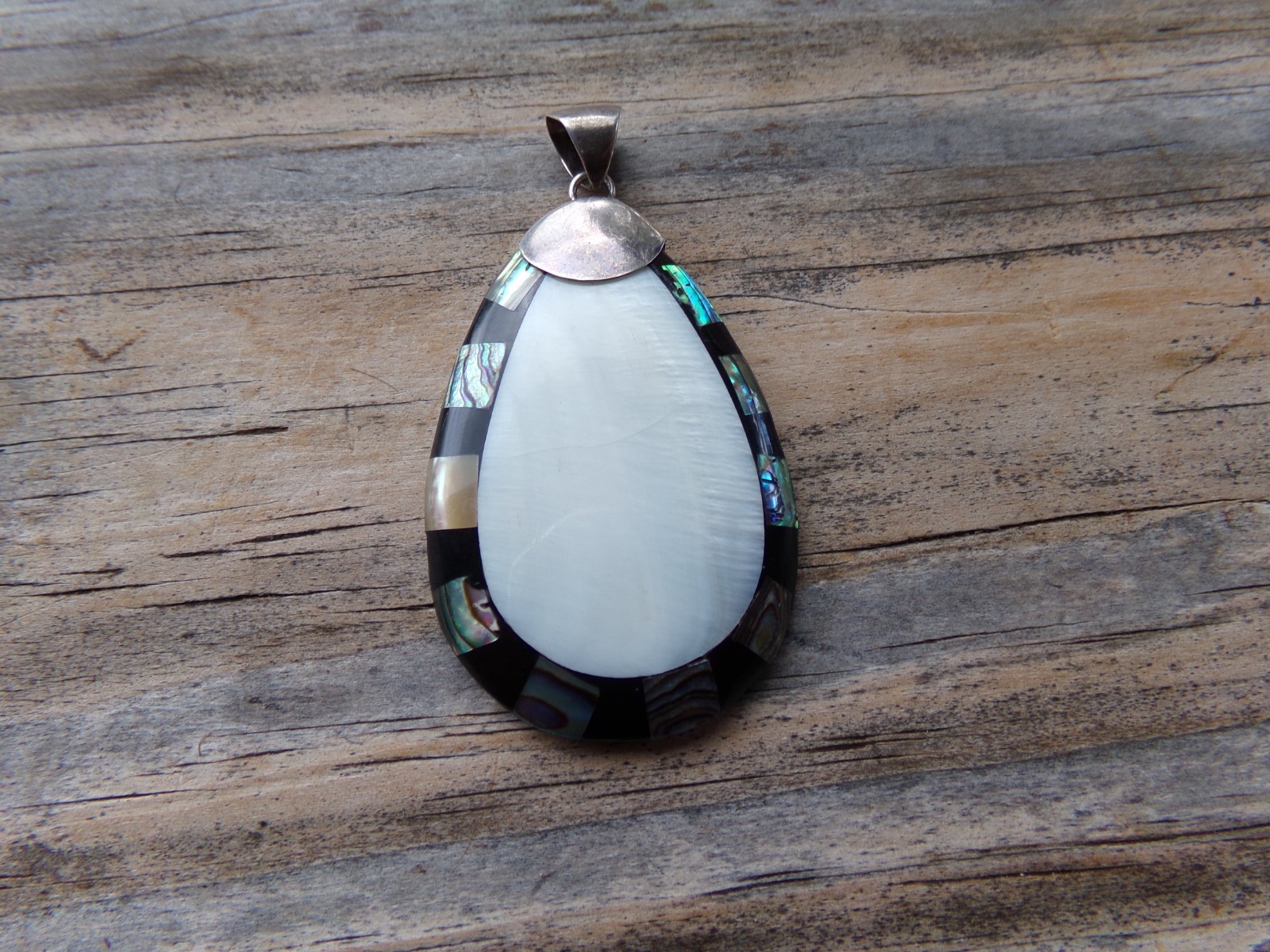 Mother of Pearl/Abalone Sterling Silver 925 Necklace Pendant