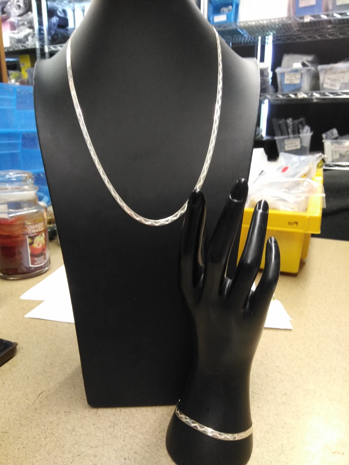925 24 Inch Necklace and 8 Inch Bracelet Set 12.5/4.6 Grams