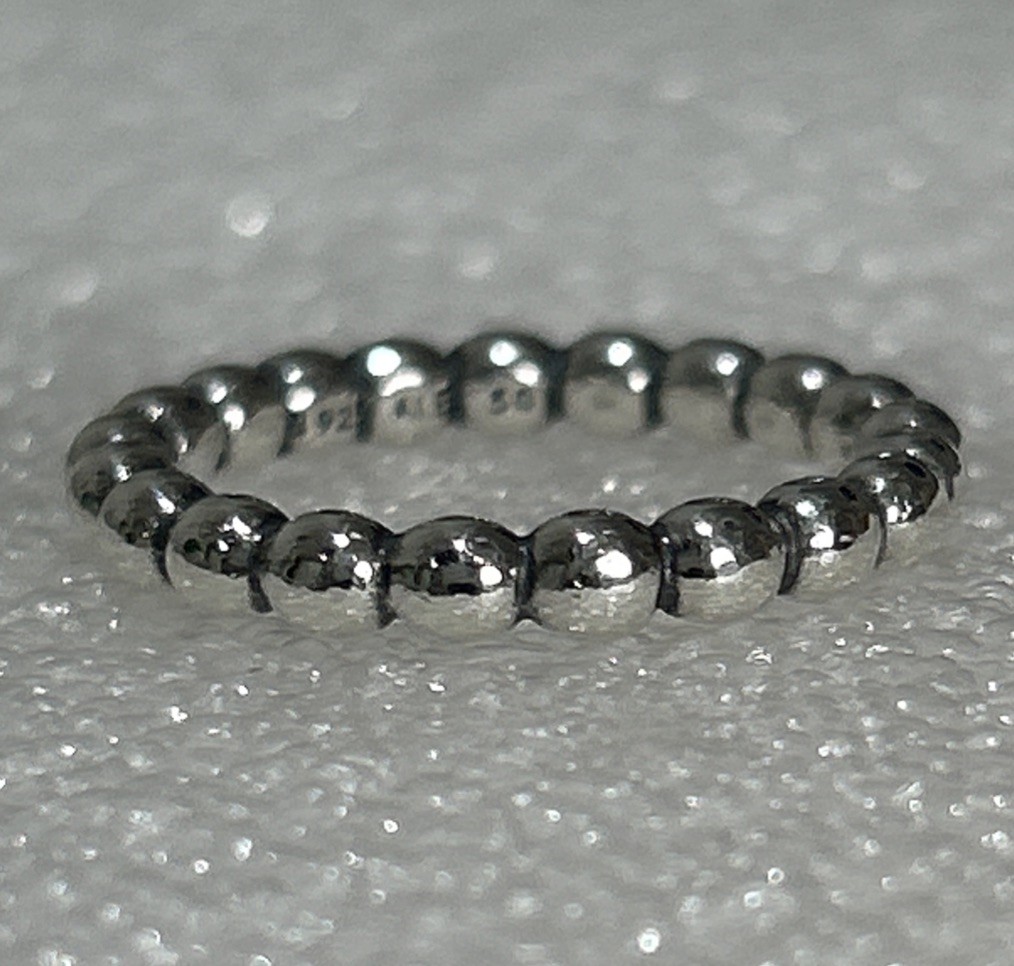 Authentic Pandora 🌟 Stackable ring 🌟thick Beaded/bubble🌟 Size 50 🌟 925 ALE