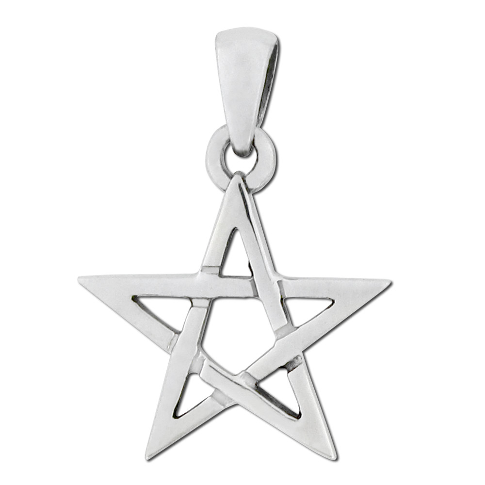 Small Sterling Silver Pentacle Pentagram Star Wiccan Witchcraft Jewelry Pendant