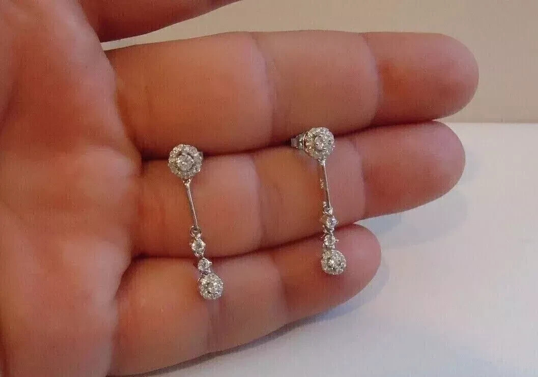2Ct Round Lab-Created Moissanite Drop & Dangle Earrings 14K White Gold Plated