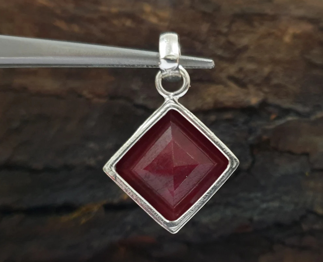 Real Red Ruby Pendant Sterling Silver Jewelry Birthstone Pendant For Men & Women