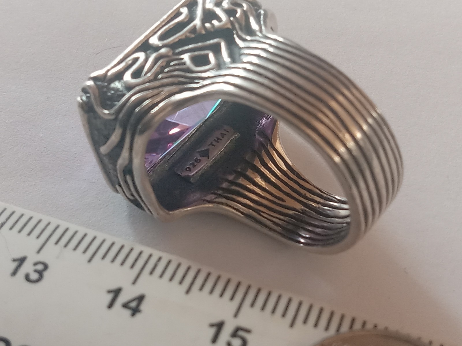 SILPADA 925 LARGE RECTANGLE VIOLET CZ RING 8 X 22MM SIZE 9