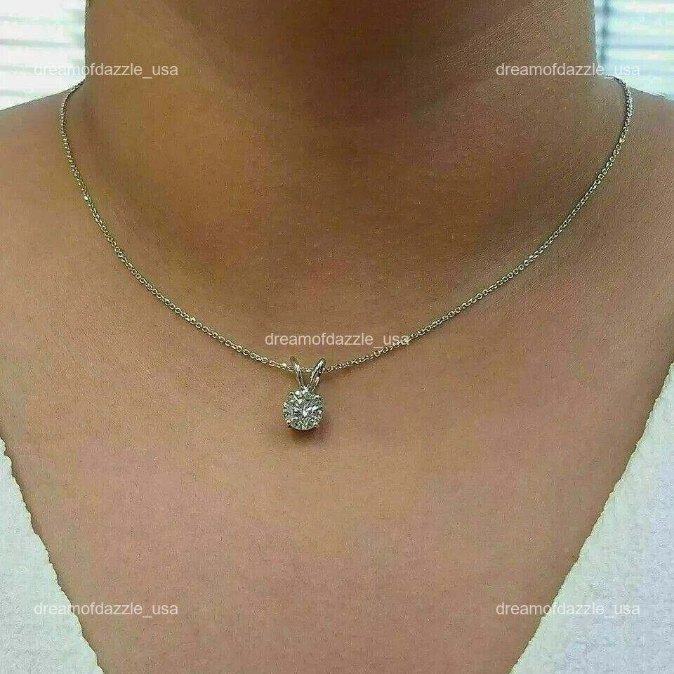 Mothers day Deal 14K White Gold April Lab Grown Diamond Chain Necklace Jewelry