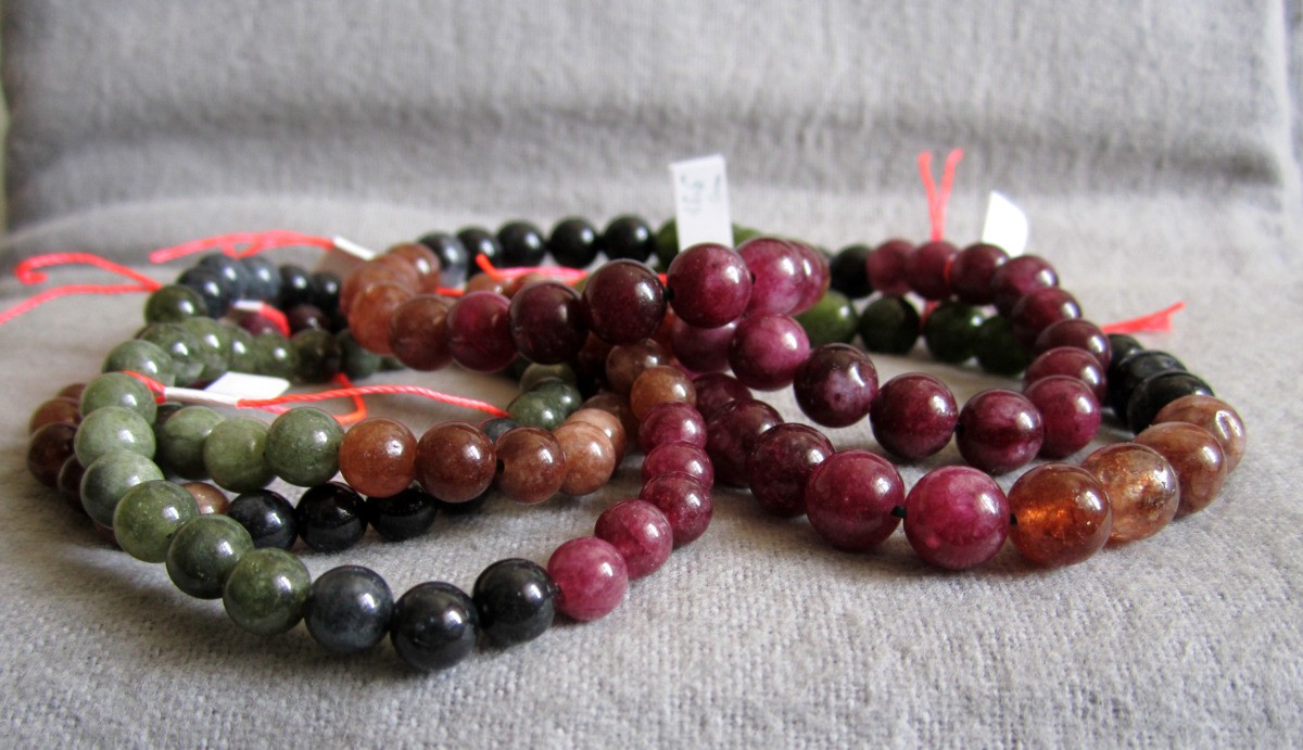 Tourmaline Multicoloured Bracelet • Approx Ø ~6.4 + 8.4mm / 15-22cm • Elastic