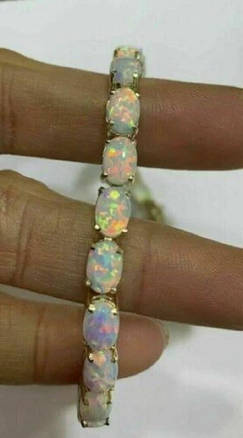 20Ct Oval Cut Fire Opal 7.25 Inches Women’s Tennis Bracelet 14k Yellow Gold Over