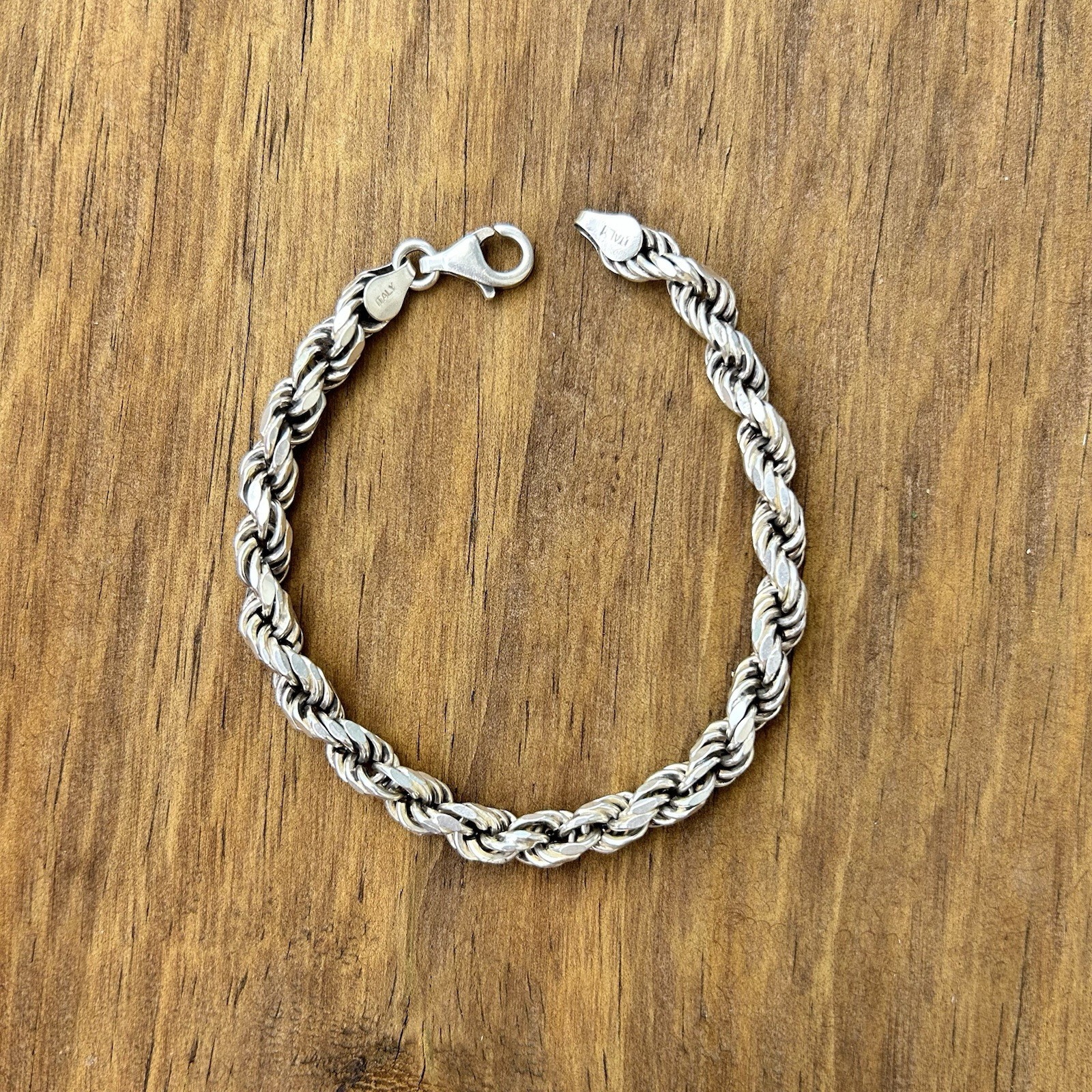 7.5″ Sterling Silver Italy Twist Rope Bracelet 10.5 Grams 925