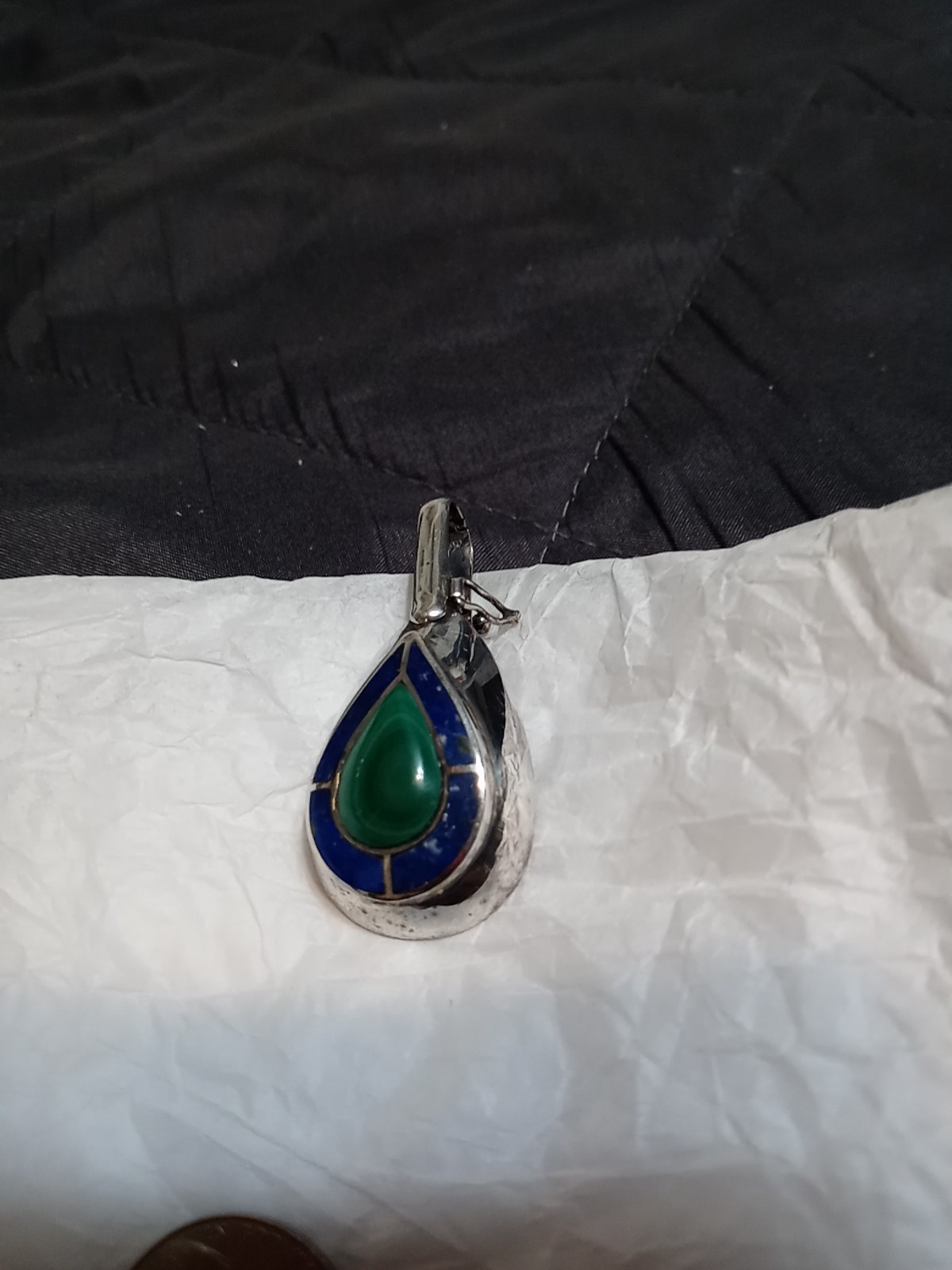 Malachite And Lapis Necklace Enhancer Set In Sterling Silver 12.7 G