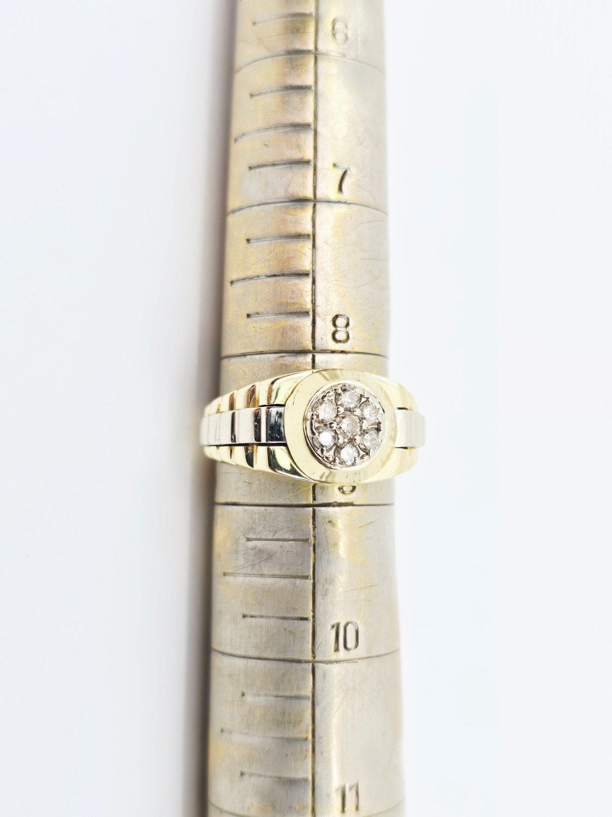 14K Solid Two Tone Multi Color Gold Designer Rolex Style Diamond Ring – Size 8.5