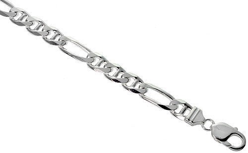 925 Sterling Silver Figarucci Chain Necklace 9mm 20in to 30in