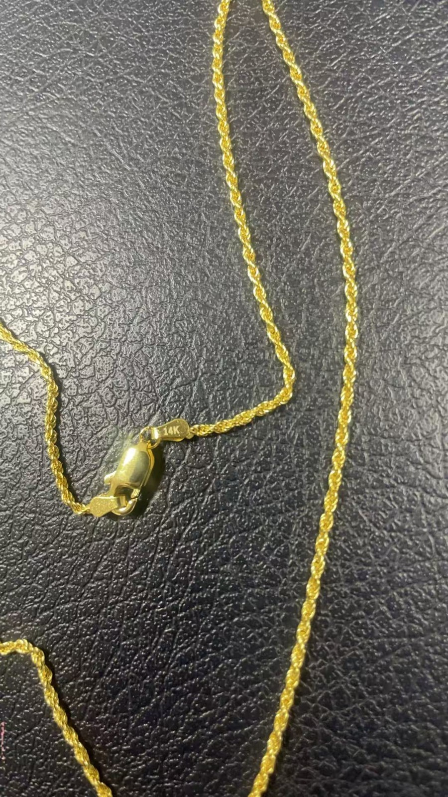 14K Real Solid Yellow Gold 1mm-2.5mm Rope Chain Necklace with Lobster Claw Clasp