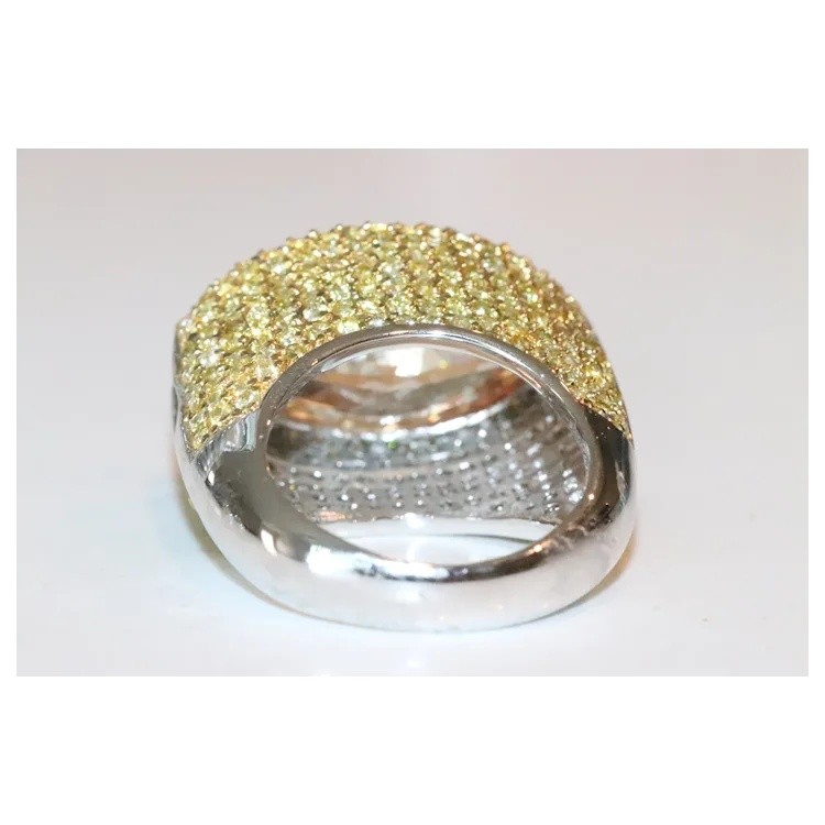 Sterling Silver Micro Pave Yellow Cubic Zirconia Faceted Champagne Marquise
