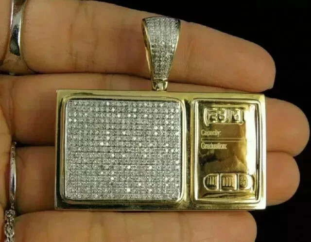 Digital Weighing Scale 2.20Ct Round Real Moissanite Pendant Yellow Gold Plated