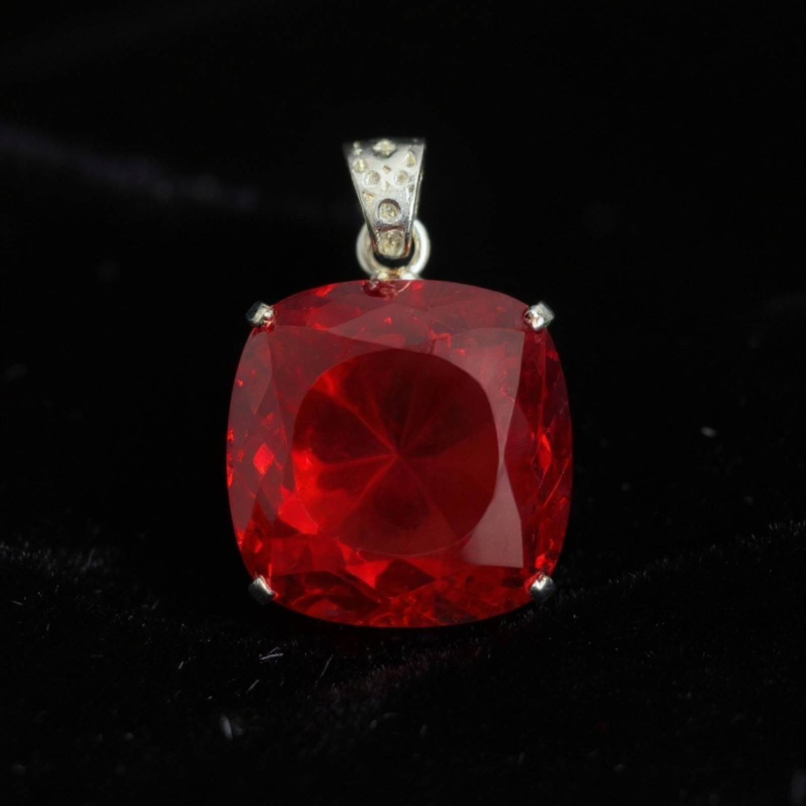 Cushion Cut Red Ruby Pendant | 90–100ct Natural Gemstone I With Free Chain Gift