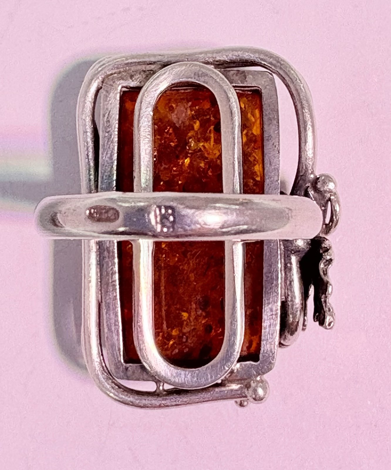 🔶 Excellent VTG Sterling Silver & Natural Amber 5 Piece Matching Set