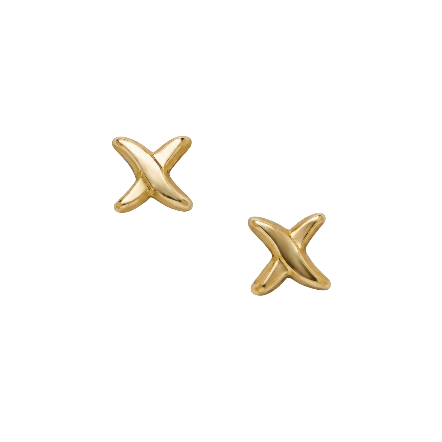 14K Solid Yellow Gold X Stud Earrings Stamped 14K Minimalist Everyday Jewelry