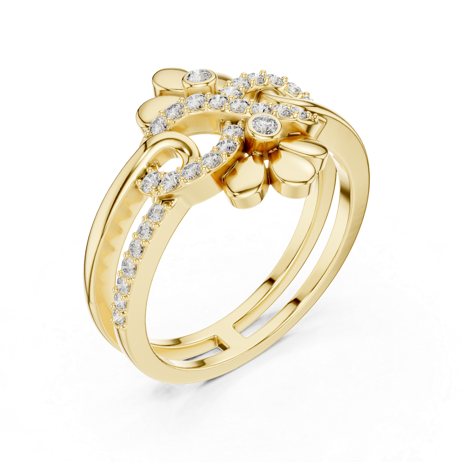 Round 2 Pcs Diamond Certified Lovely Women’s Wedding Ring YELLOW GOLD Over t836