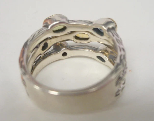 EFFY Sterling Silver/18K Split Multi Gemstone Ring – Size 7 -6 grams- Very Good!