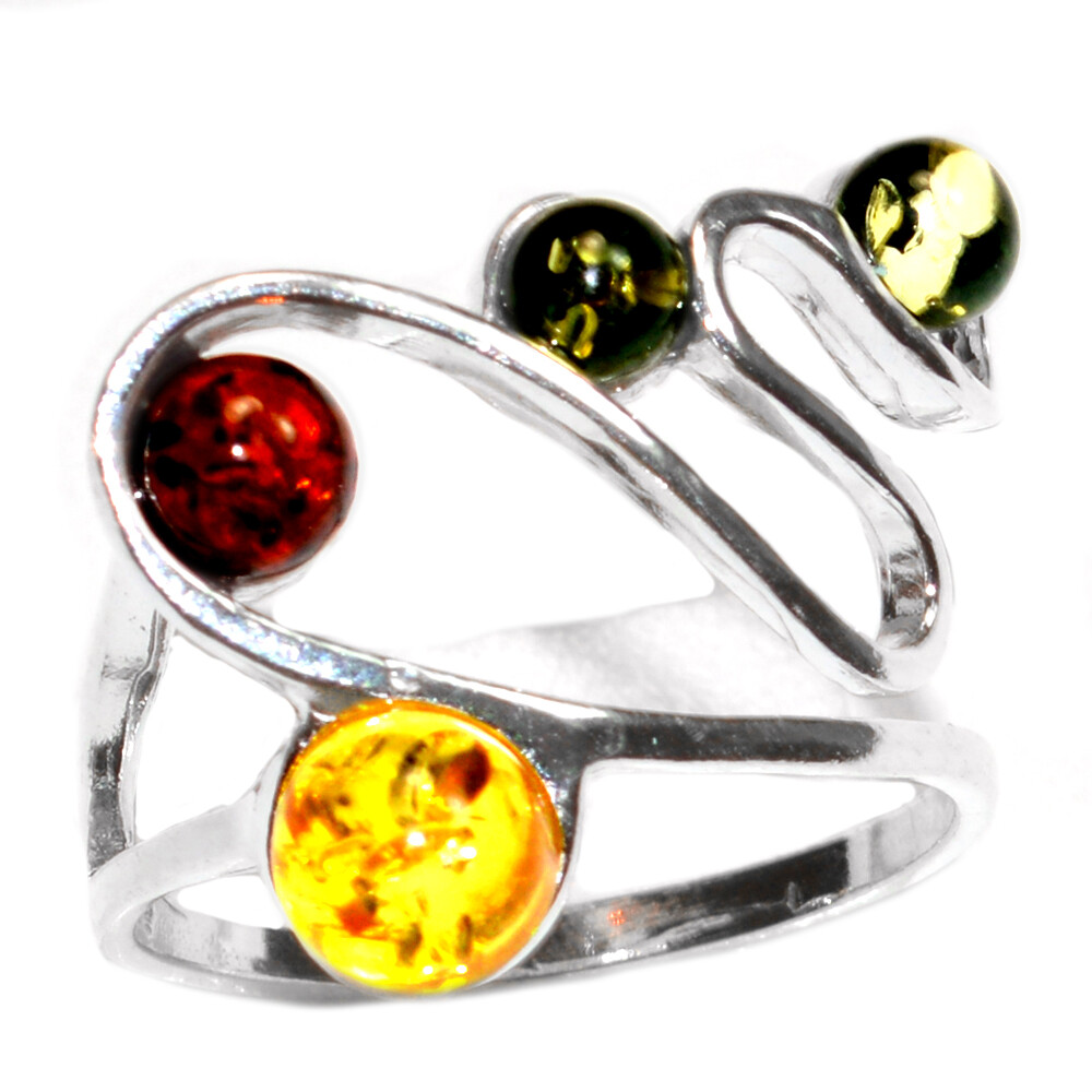 3.1g Authentic Baltic Amber 925 Sterling Silver Ring Jewelry N-A7446 s.7