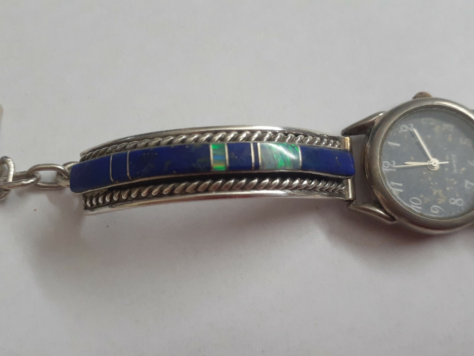 B. Johnson sterling silver 925 Blue Lapis Opal Inlay Watch Cinnabarr