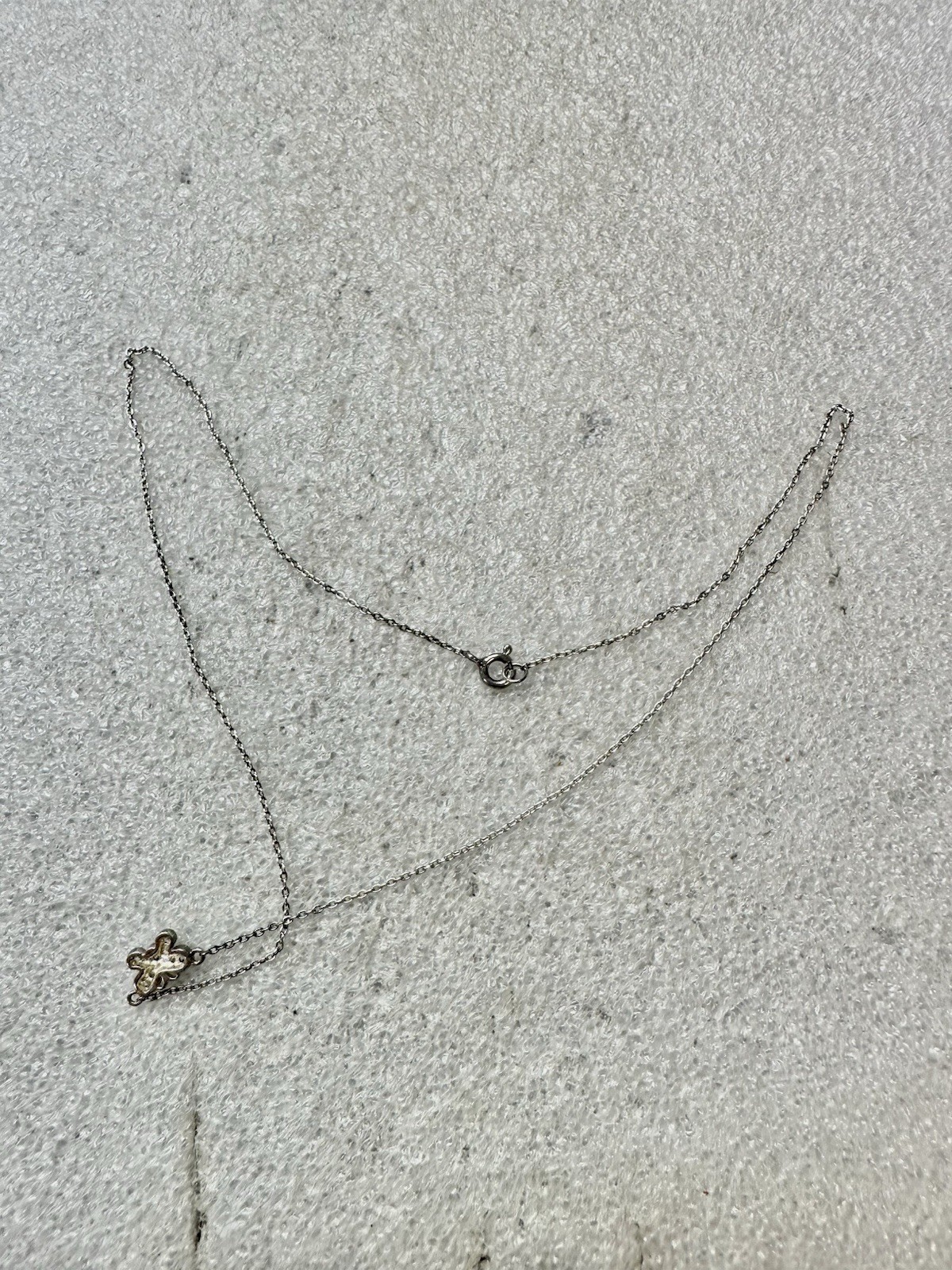 .925 Sterling Silver Fixed Pendant BUTTERFLY 16” Necklace