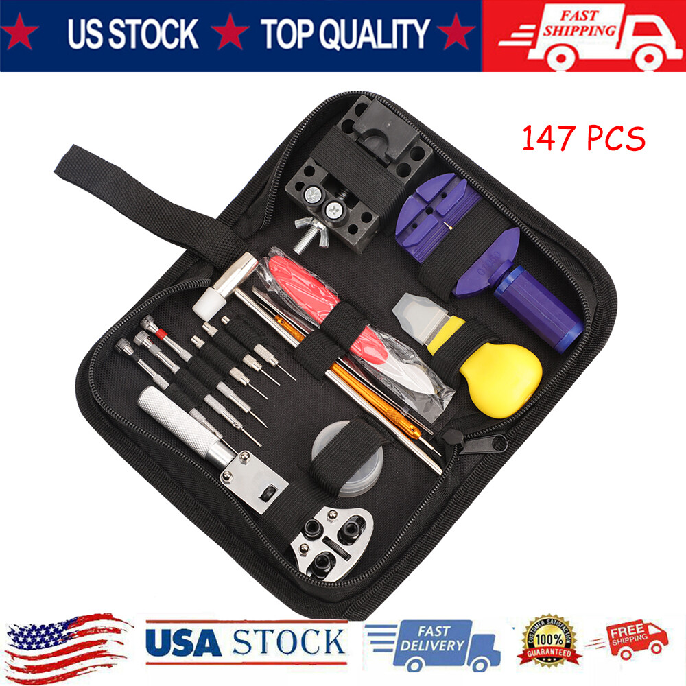 147 pcs Watch Repair Kit Watchmaker Back Case Remover Opener Link Pin Spring Bar