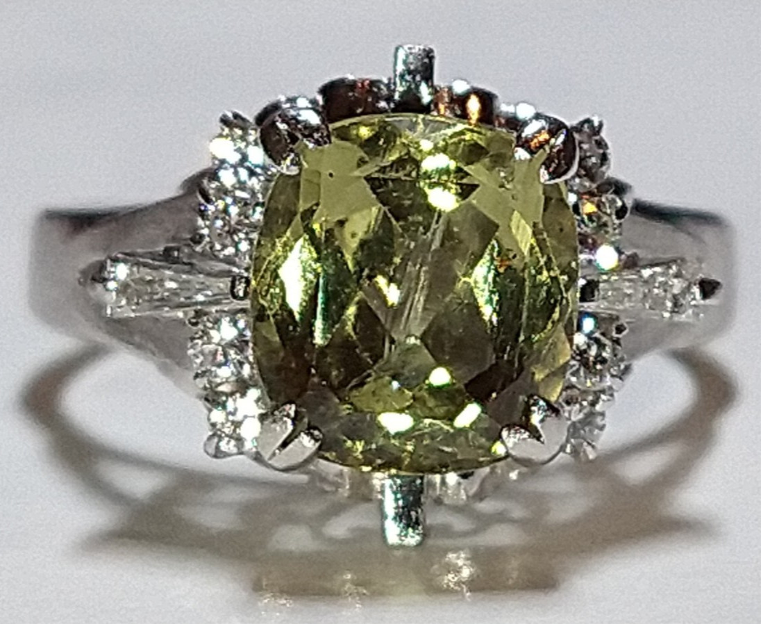 Solid platinum 2.54 carat natural chrysoberyl diamond ring 5.92 grams *GIA
