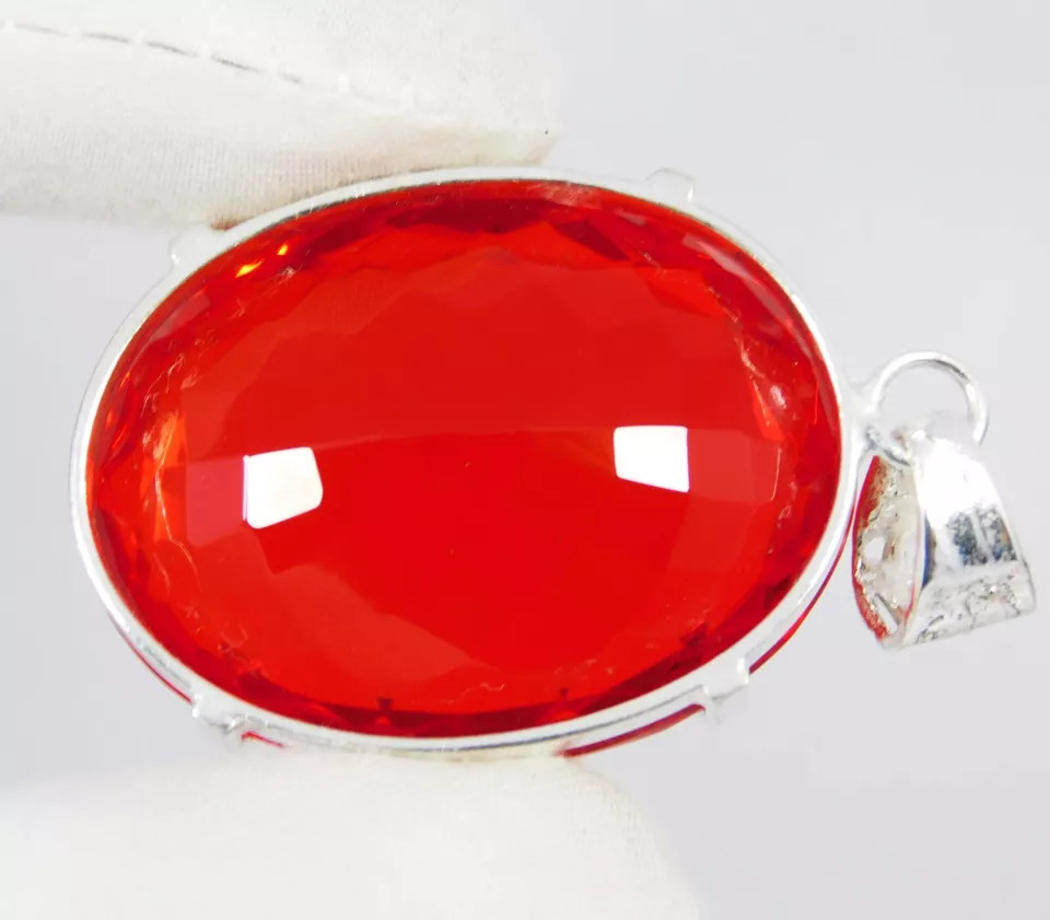 100 Ct Natural Orange Topaz 925 Solid Silver Pendant Oval Cut Loose Gemstone