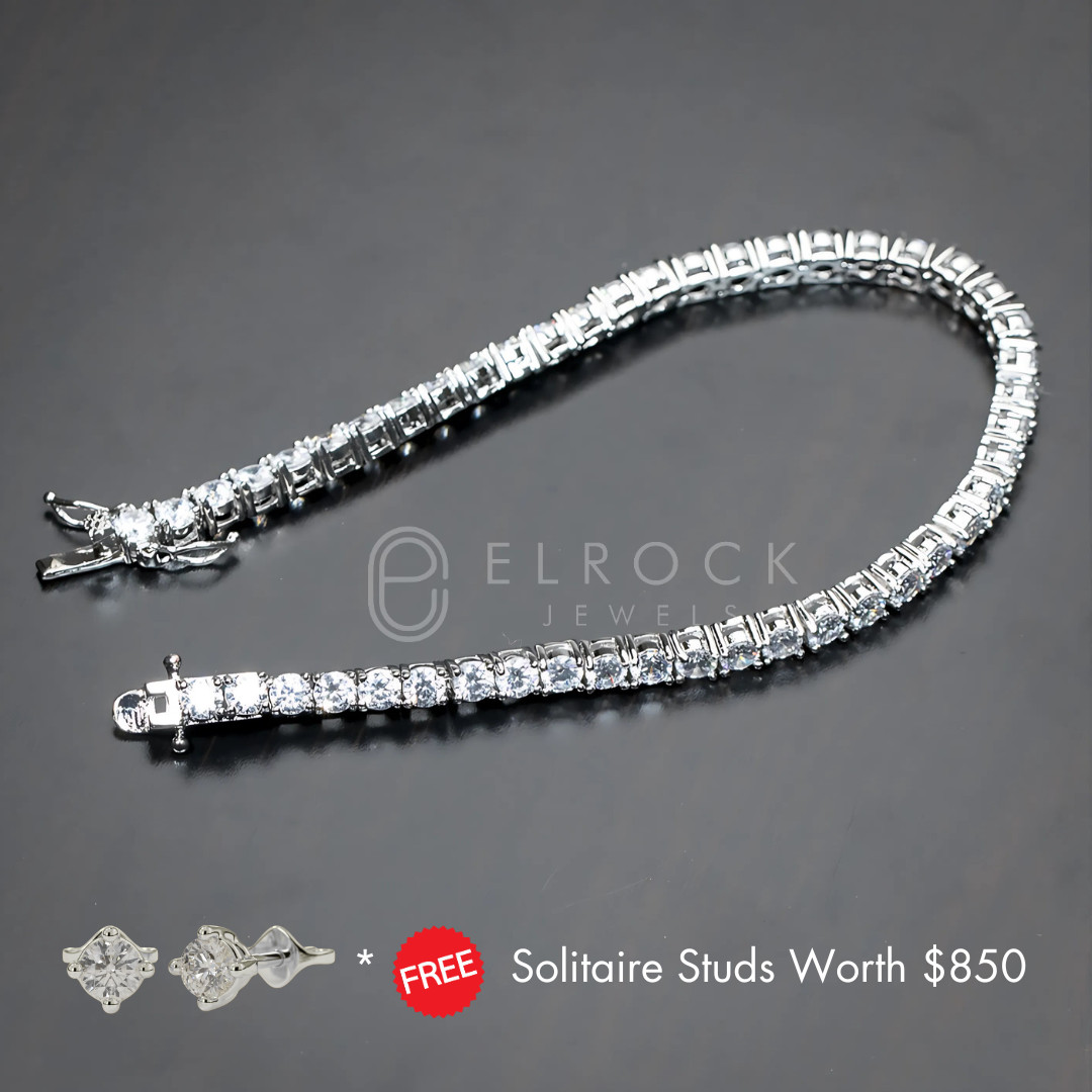 4.00 CT Round Cut G VS1 14k White Gold Lab Grown Diamond Tennis Bracelet
