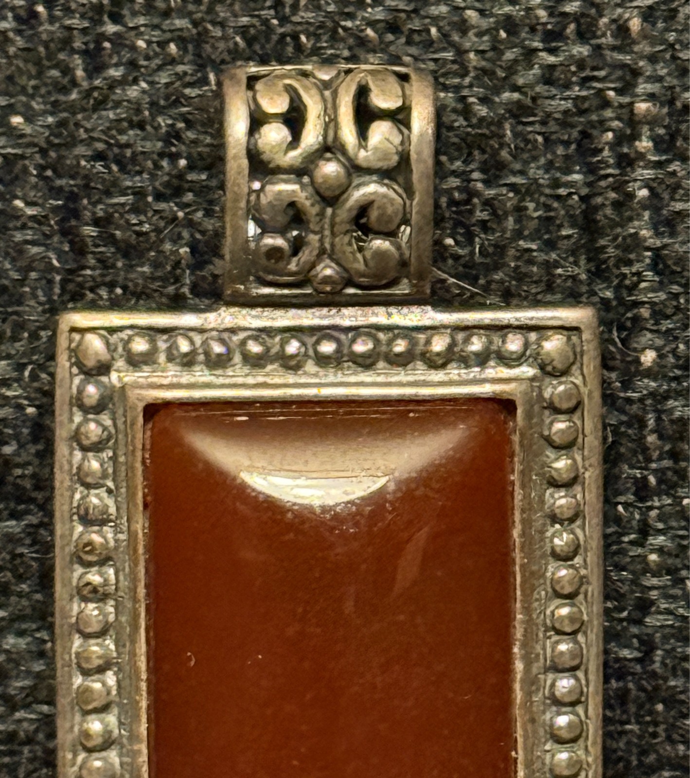 Carnelian 925 Sterling Silver Rectangular Slide Pendant 1.5″ Orange Translucent