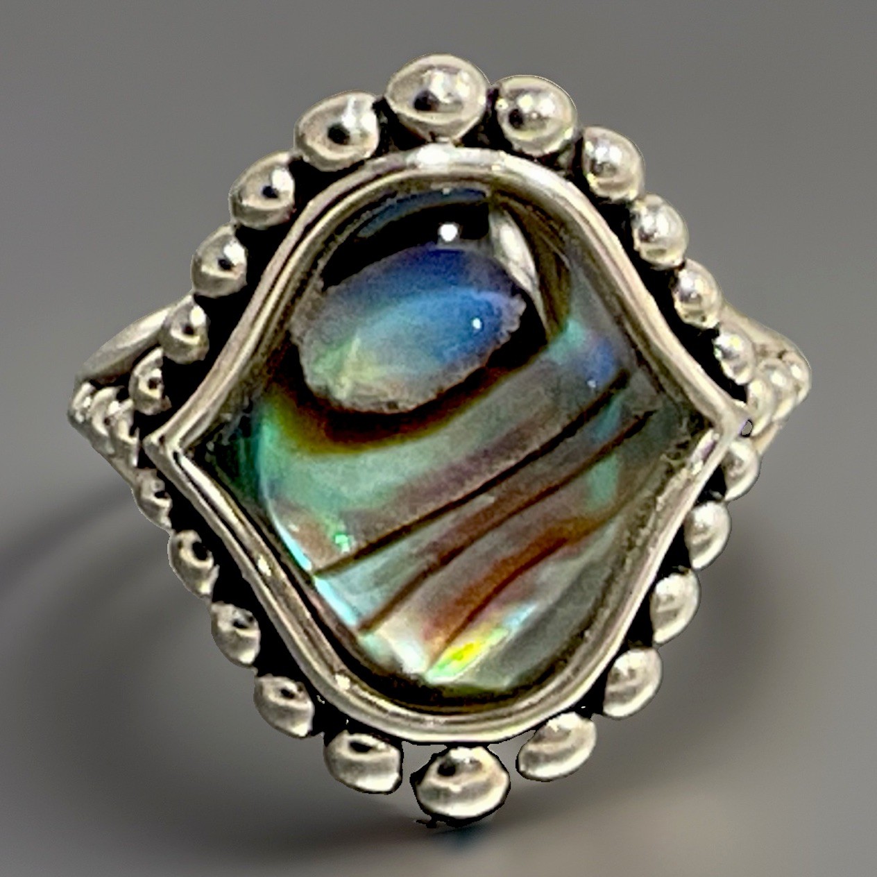 LAGOS Abalone & Quartz Doublet Contessa Ring 925 Sterling Silver Size 8