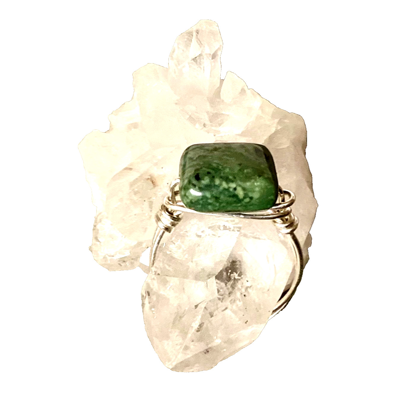 Original Sterling Silver wire wrap Ring. Jasper. Gemstone. One-of-kind. . Size 8