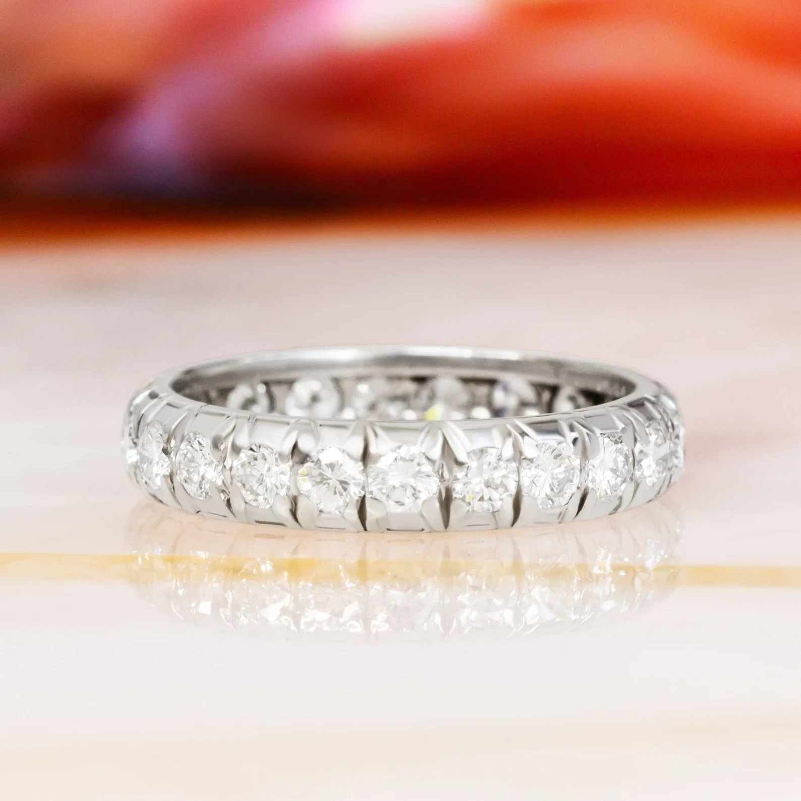 3.00Ct Round Cut Natural Diamond solid 14K White Gold Luxury Eternity Band Ring