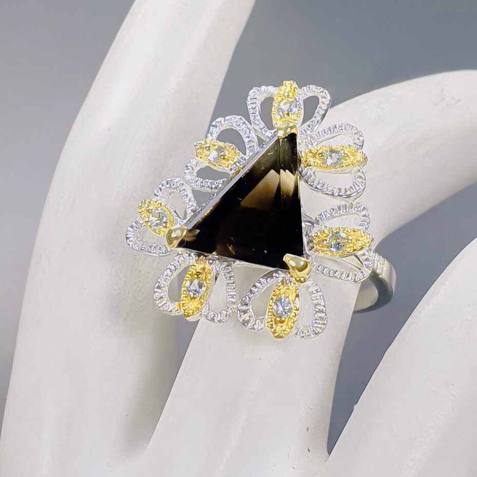 Natural  Not Enhanced Lemon Quartz Ring 925 Sterling Silver Size 7.5 /B-R1130