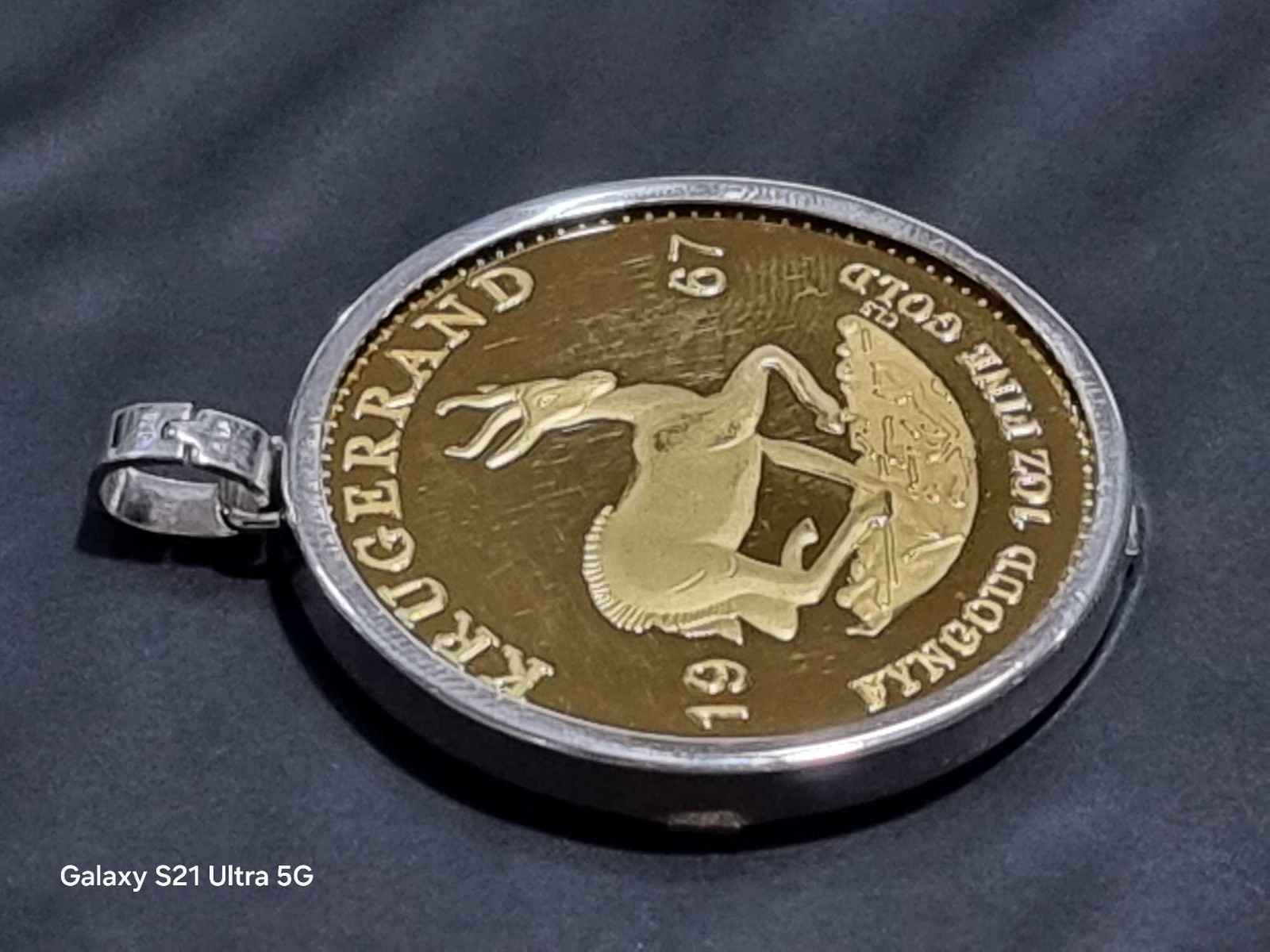 Replica 1967 Krugerrand Coin Pendant in Sterling Silver Bezel | South Africa Jew