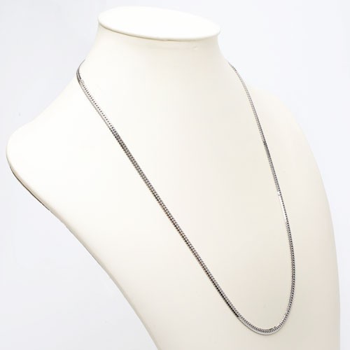 Pt850 Solid Platinum 24g 3.3mm 6-Sided Double Curb Chain Necklace 23.5″ MIJapan