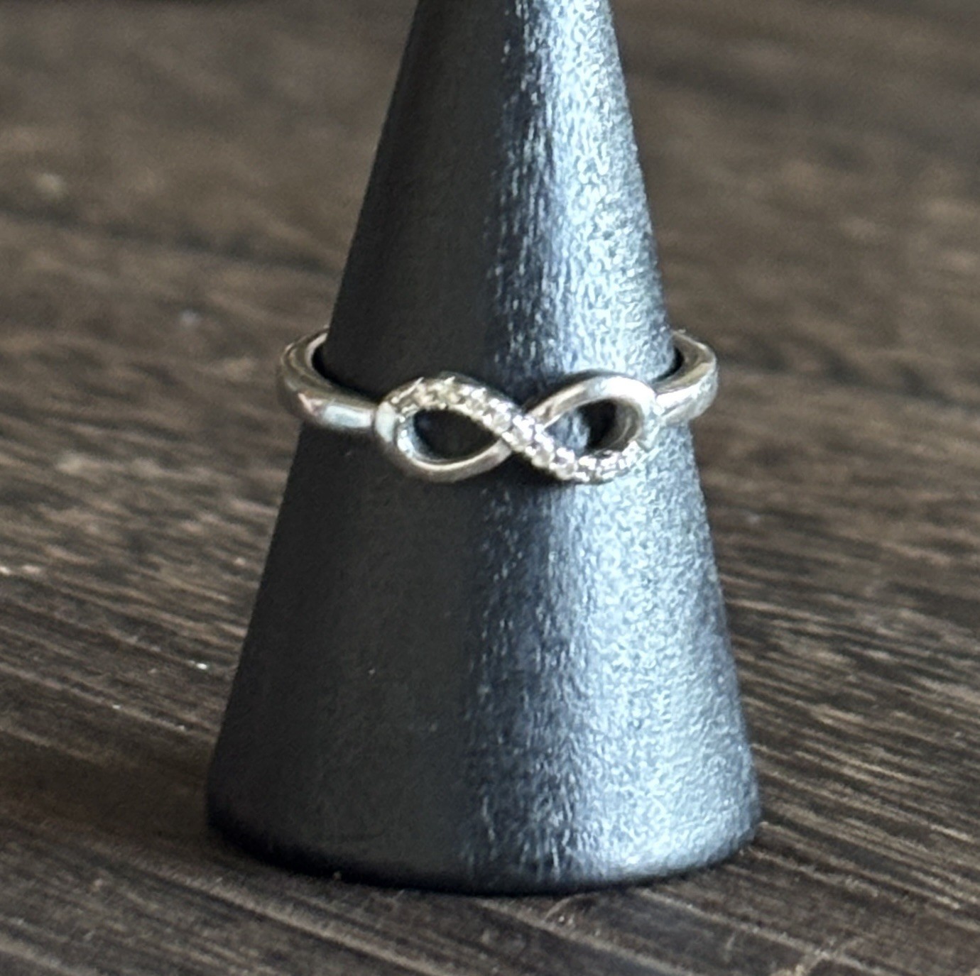 Sterling Silver Infinity CZ Rhodium Plated Ring Size 6