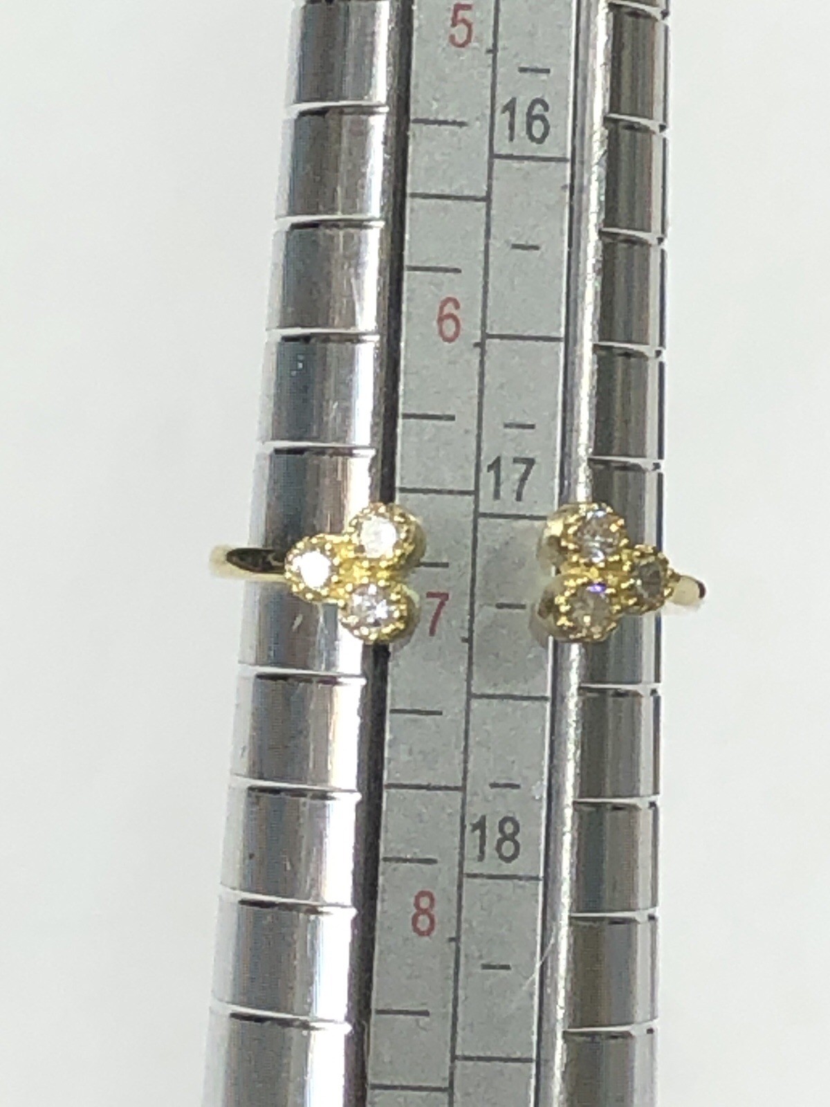 Sterling Silver Ring Open Cuff Gold Plated Crystal – Size 7