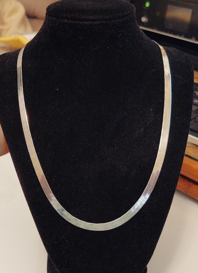 6mm Herringbone Necklace Sterling Silver Italian 20,” long & 2 GIFTS ((M55))