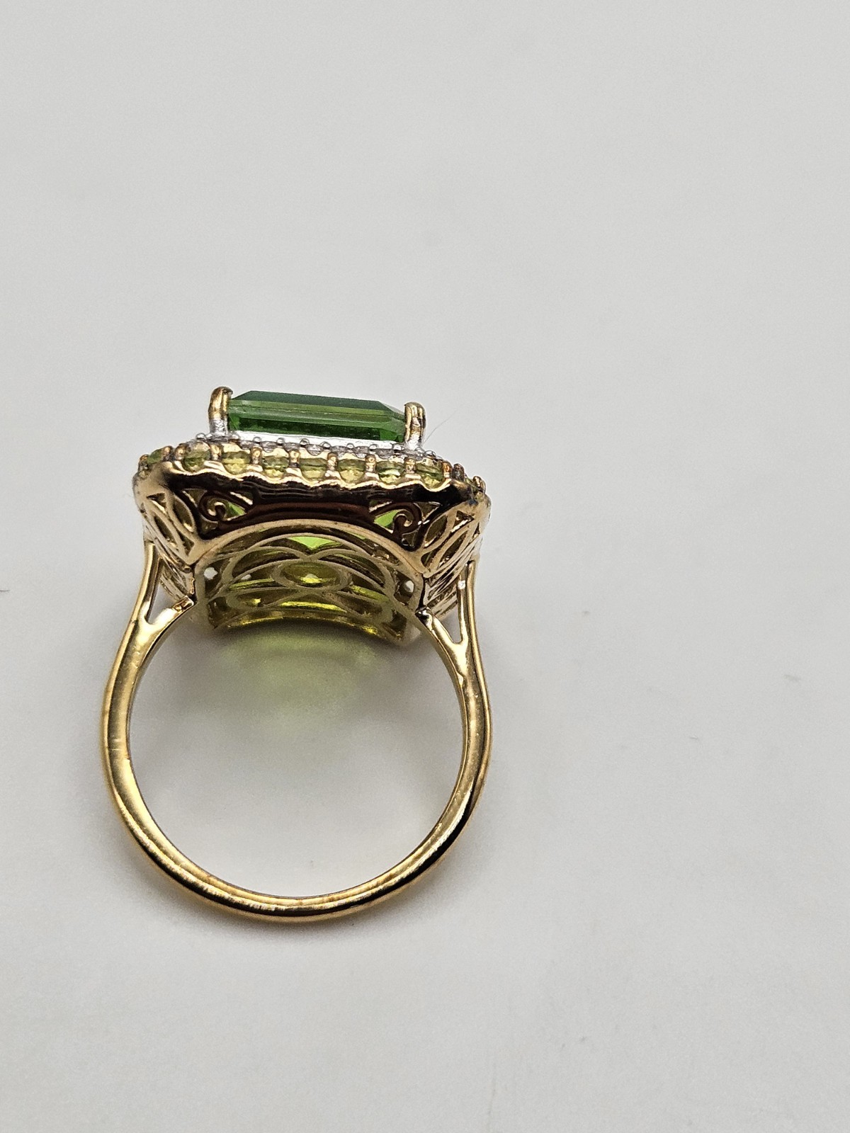 Sterling Silver Vermeil Chartreuse Quartz Multi Gemstone Double Halo Ring Size 9