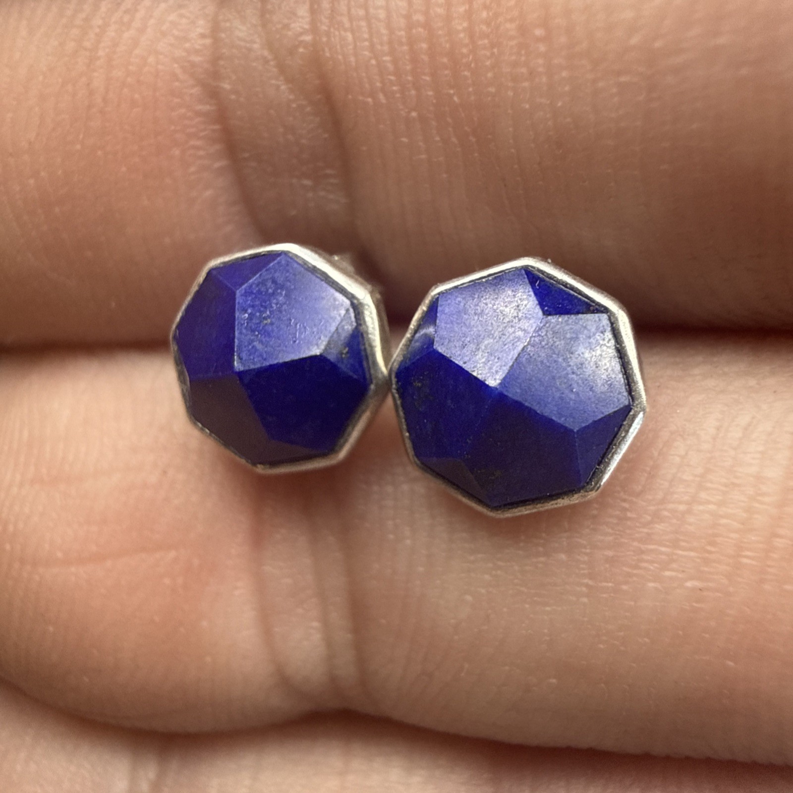 SILPADA 925 STERLING SILVER MATTE LAPIS LAZULI STUD EARRINGS – 1.3g
