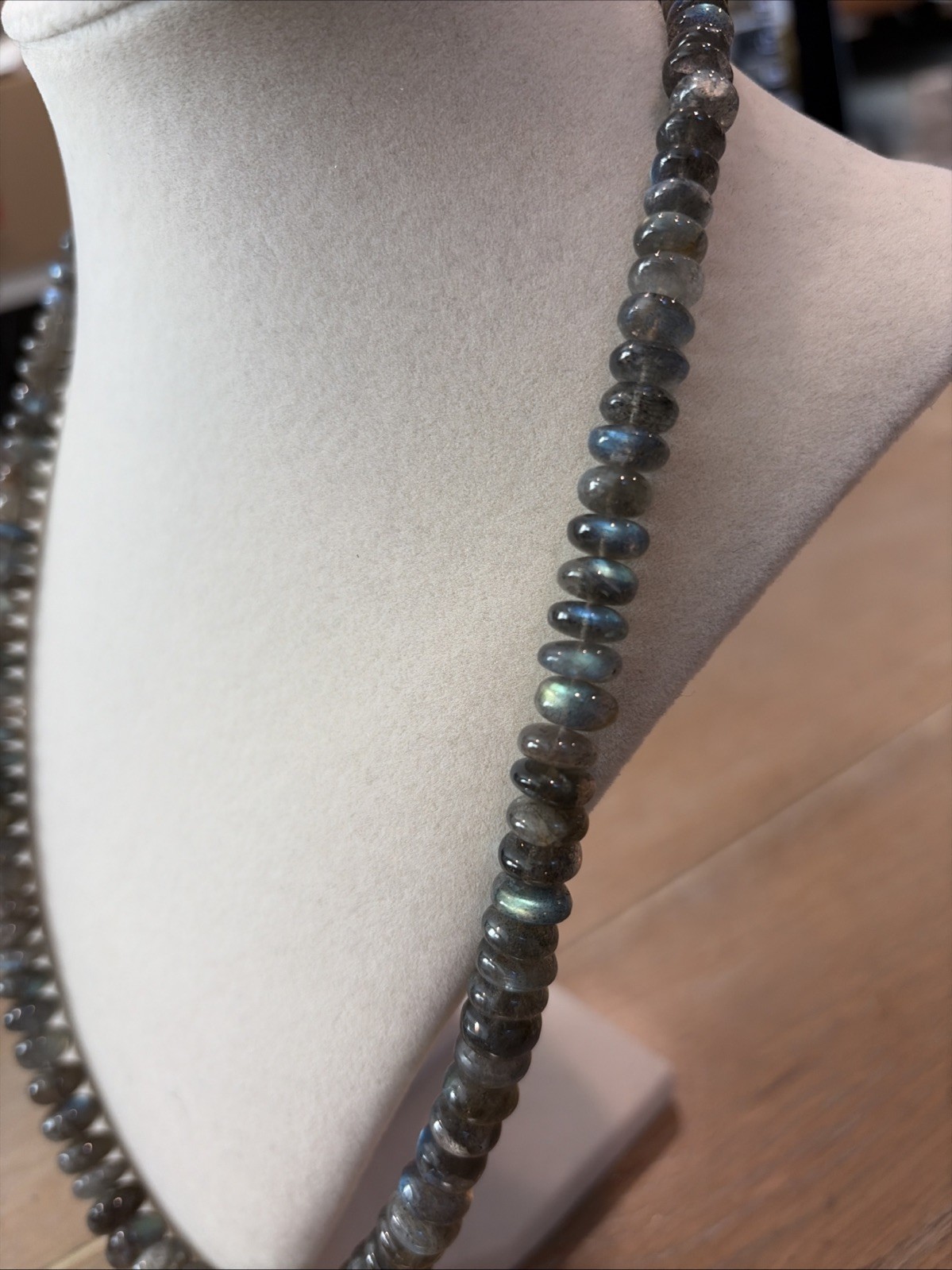 Jay King 20” Graduated Labradorite Rondel Shaped Blue & Gray Bead Necklace