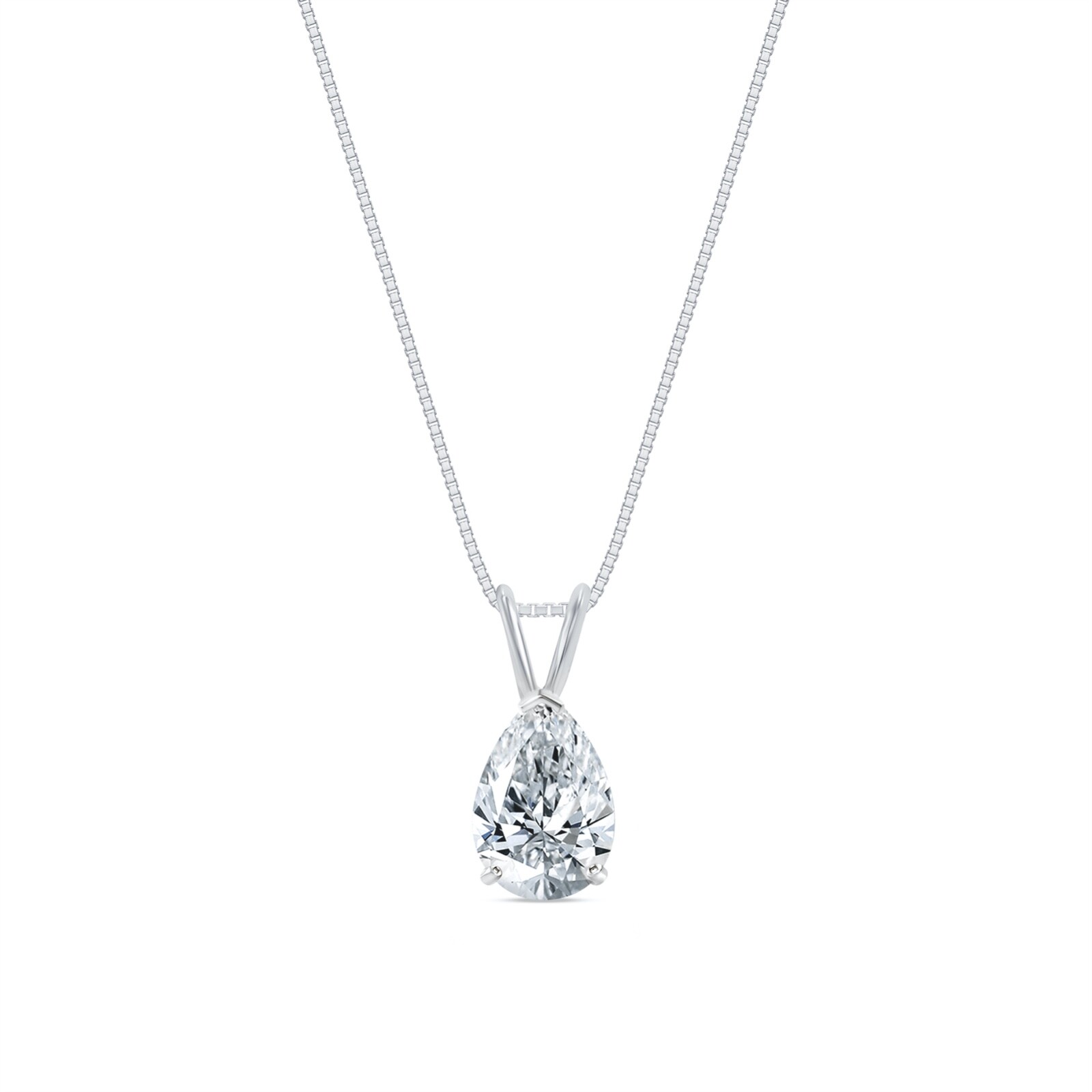 IGI E/VS 4 Ct Pear Lab Created Grown Diamond Pendant Necklace 18K White Gold 16″