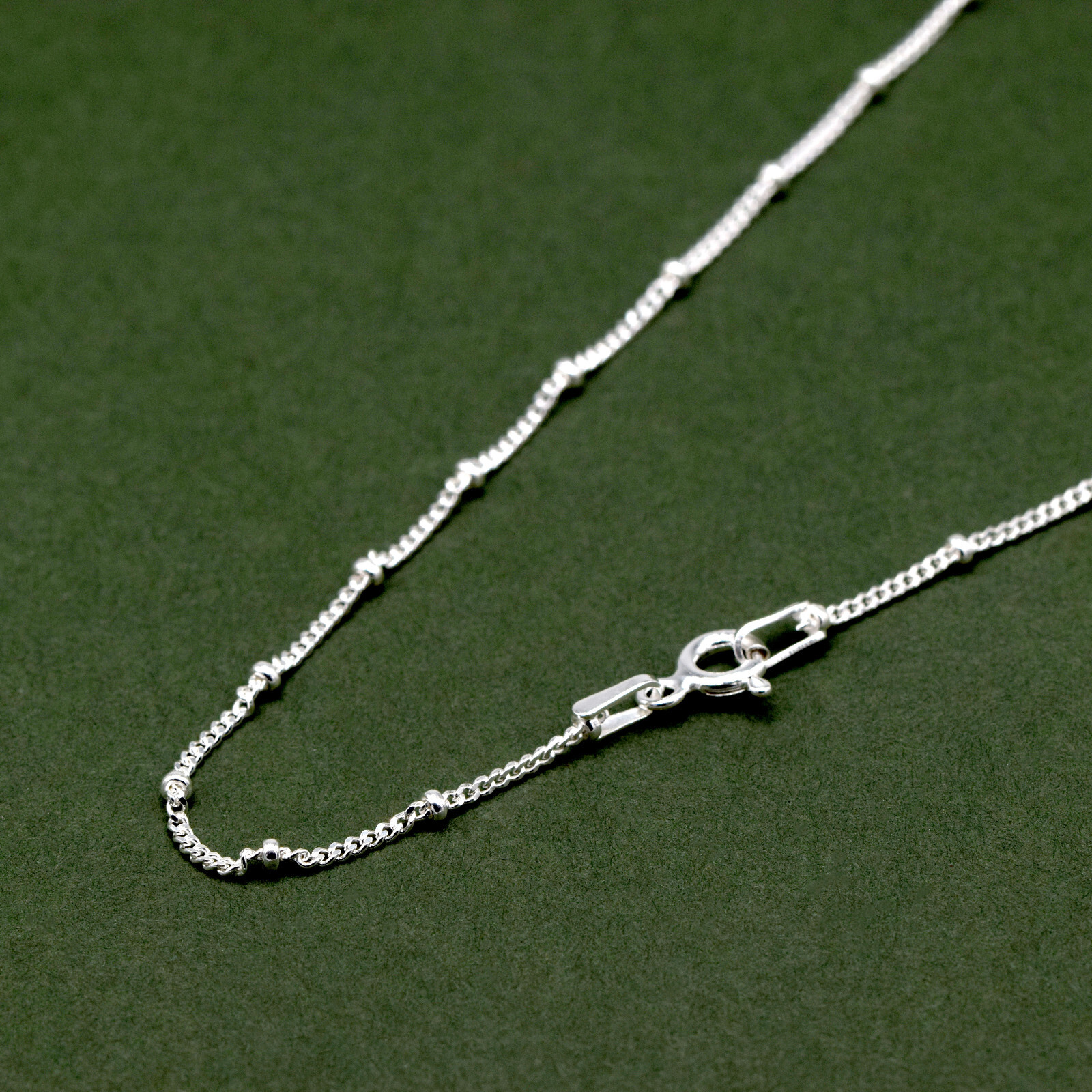 Genuine 925 Sterling Silver 1.2mm Satellite Curb Necklace Beads @ 1cm 14”-24″