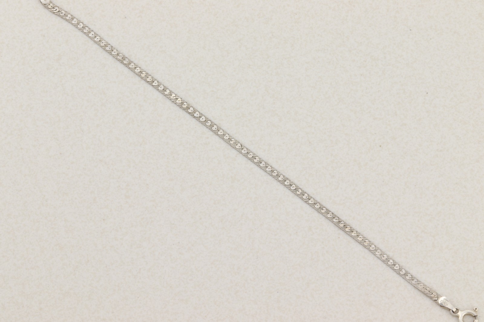 Sterling Silver Heart Herringbone Chain Bracelet 7″ inch Dainty