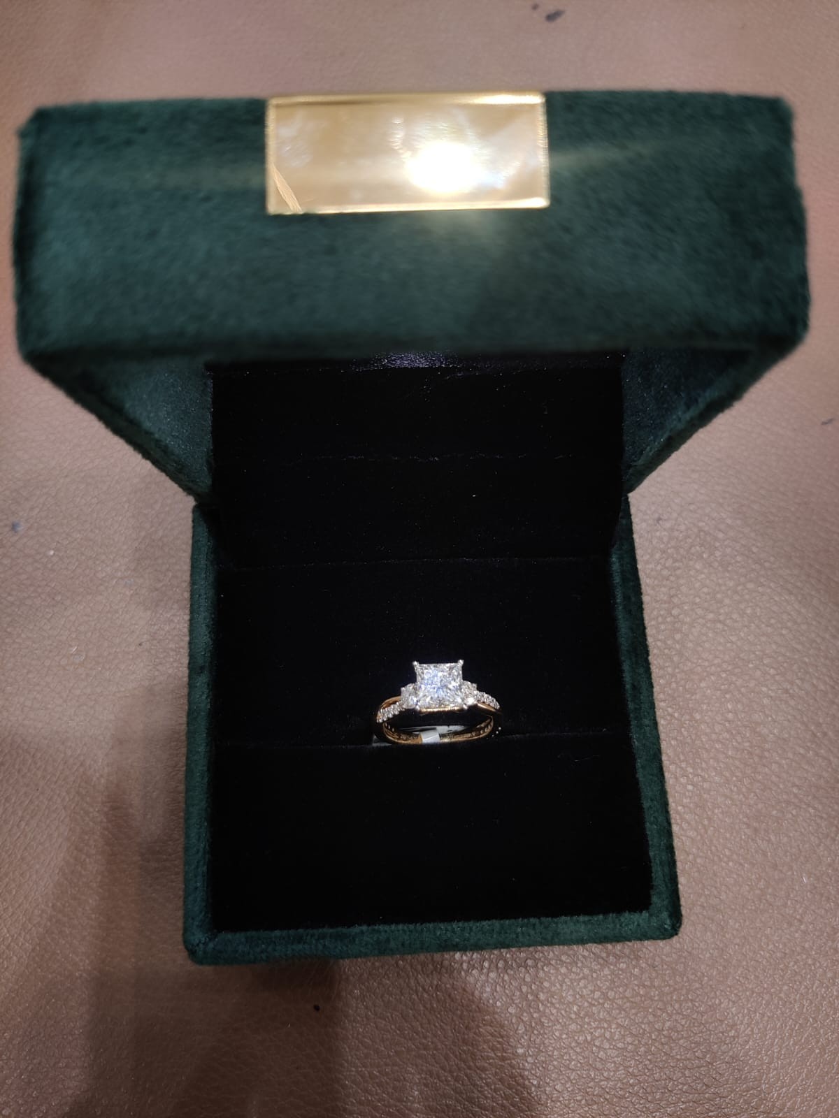 2.04 CT Squre Cut E VS1 Lab Created Diamond 14kt Yellow Gold Ring