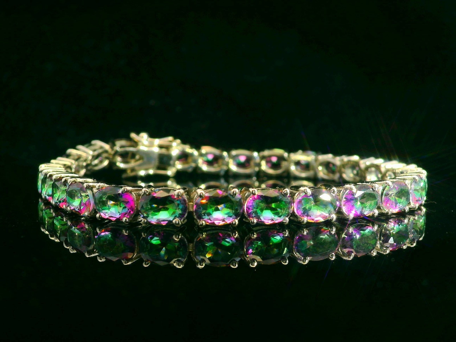 925 Sterling Silver Mystic Topaz Tennis Bracelet