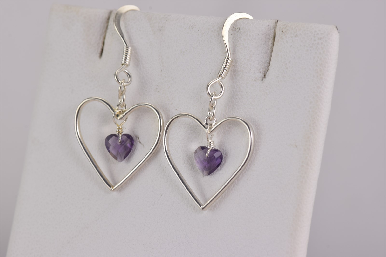 Sterling Silver 17mm x 17mm Open Framed Heart Dangling Accent Hook 925 Earrings