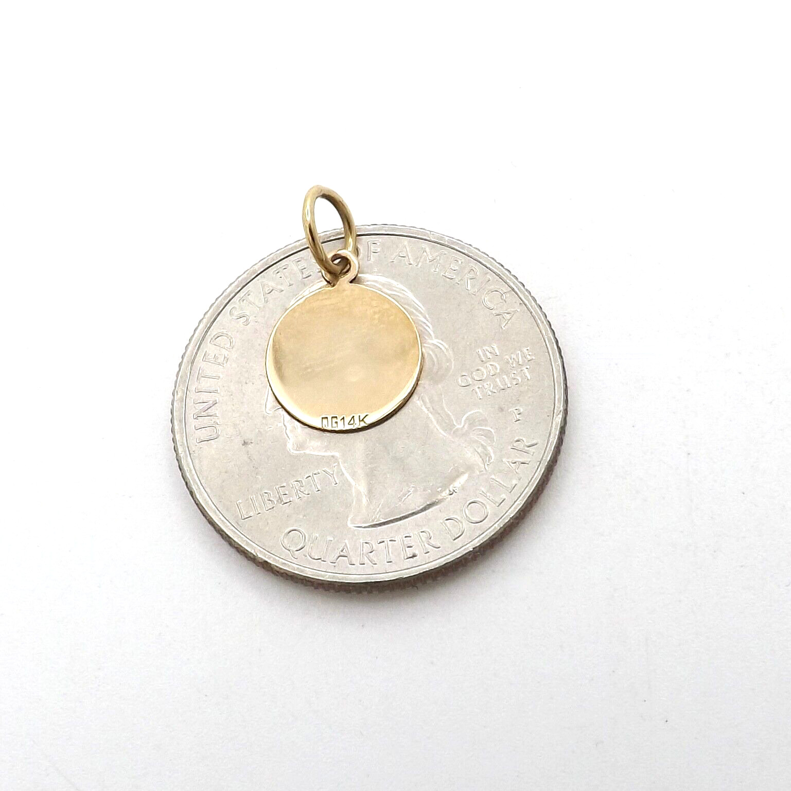 Solid 14k Gold Circle Disc Charm Pendant Engravable Small Mini Treasure New