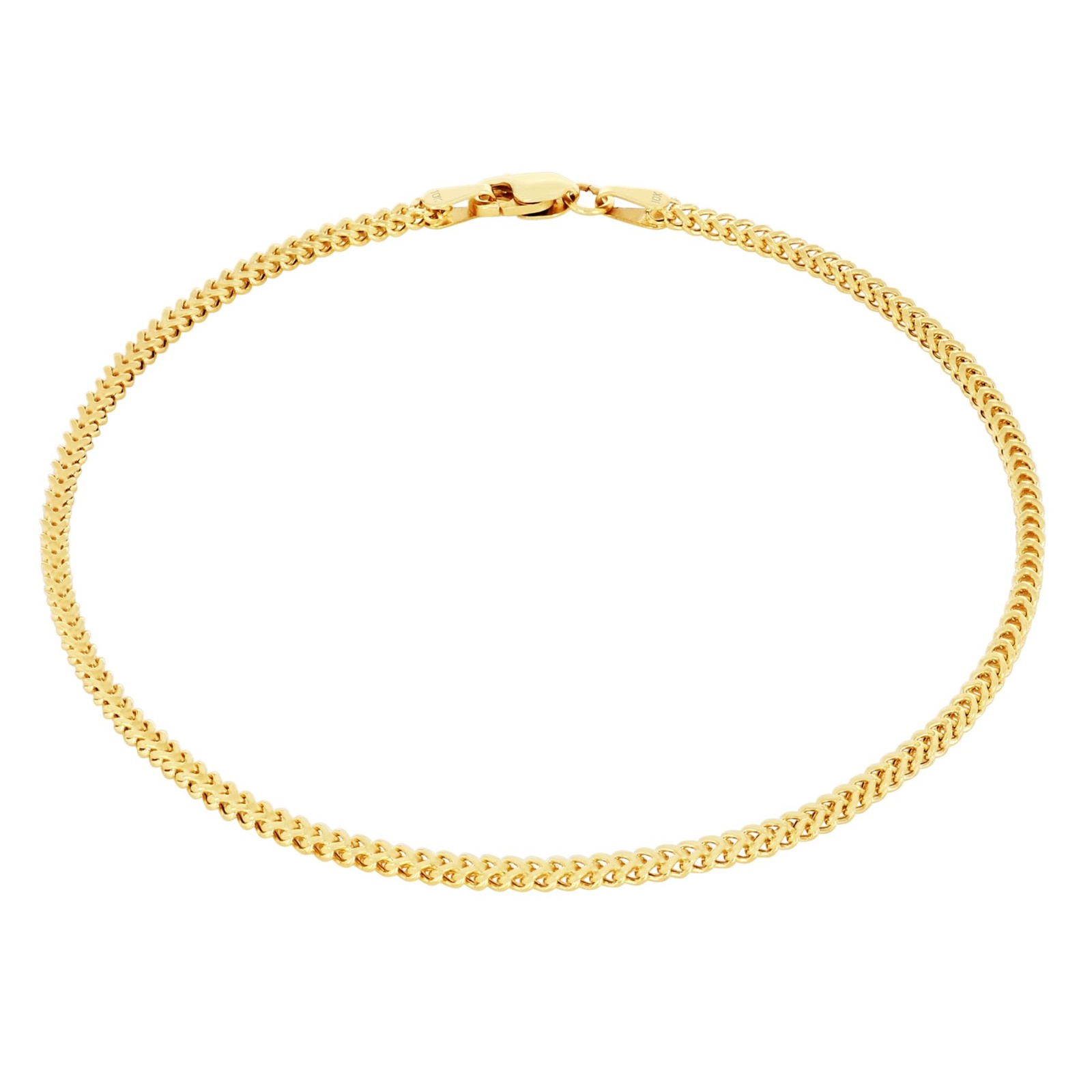 10k Yellow Gold 1.5mm Franco Box Bracelet Chain Mens Womens 7″ 7.5″ 8″ 8.5″ 9″